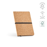 Cork notebook with elastic closure and bookmark A5 dotted pages natural colour