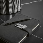 A5 blank-page notebook with eco cover and combination lock black colour ambient view