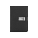 A5 blank-page notebook with eco cover and combination lock black colour front view