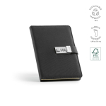 A5 blank-page notebook with eco cover and combination lock black colour