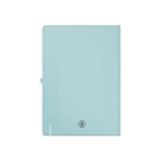 Recycled paper notebook with hard cover, A4 pastel blue colour rear view
