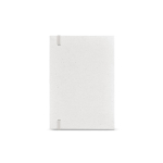A5 hardback notebook made from recycled milk cartons with dotted pages white colour rear view