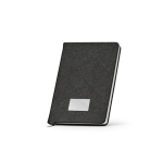 A5 hard-cover notebook in recycled faux leather with two pockets black colour fourth view