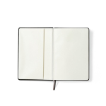 A5 hard-cover notebook in recycled faux leather with two pockets black colour detail view
