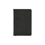 A5 hard-cover notebook in recycled faux leather with two pockets black colour front view