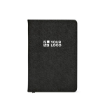 A5 hard-cover notebook in recycled faux leather with two pockets main view