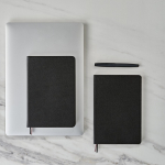 A5 notebook with flexible eco synthetic leather cover and dotted pages black colour third view