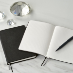 A5 notebook with flexible eco synthetic leather cover and dotted pages black colour second ambient view