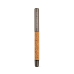 Cork and recycled stainless steel ballpoint pen with smooth blue ink shiny silver colour