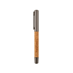 Cork and recycled stainless steel ballpoint pen with smooth blue ink main view