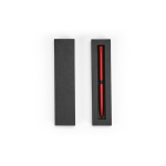 Recycled aluminium pen with magnetic push button and black ink red colour third view