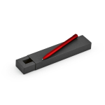 Recycled aluminium pen with magnetic push button and black ink red colour fourth view