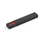 Recycled aluminium pen with magnetic push button and black ink red colour fifth view