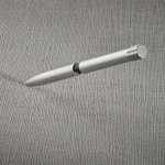Recycled aluminium pen with magnetic push button and black ink silver colour ambient view