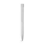 Recycled aluminium pen with magnetic push button and black ink silver colour rear view