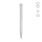 Recycled aluminium pen with magnetic push button and black ink silver colour