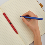 Recycled aluminium pen with magnetic push button and black ink navy-blue colour ambient view