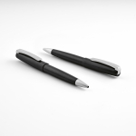 Recycled aluminium pen with twist mechanism and black ink black colour ambient view