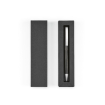Recycled aluminium pen with twist mechanism and black ink black colour view in box