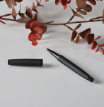 Recycled stainless steel pen with lacquered finish and black ink black colour ambient view