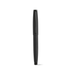 Recycled stainless steel pen with lacquered finish and black ink black colour front view