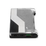 Recycled plastic power bank with LED display 10,000 mAh black colour fourth view