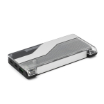 Recycled plastic power bank with LED display 10,000 mAh black colour rear view
