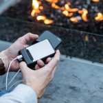 Recycled plastic power bank with fast charging 6,000 mAh black colour second ambient view