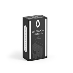 Recycled plastic power bank with LED display 20,000 mAh black colour view in box