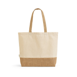 Recycled cotton and polyester bag with jute base 220 g/m² natural colour rear view