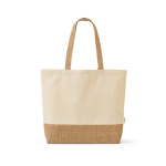 Recycled cotton and polyester bag with jute base 220 g/m² natural colour front view