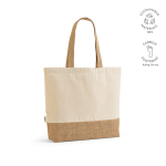 Recycled cotton and polyester bag with jute base 220 g/m² natural colour