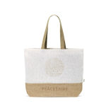Recycled cotton and polyester bag with jute base 220 g/m² natural colour