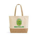 Recycled cotton and polyester bag with jute base 220 g/m² natural colour
