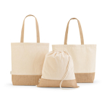 Recycled cotton and polyester bag with jute base 220 g/m²