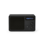 Recycled plastic wireless speaker with LCD screen 15W black colour front view