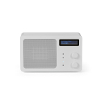 Recycled plastic wireless speaker with LCD screen 15W silver colour front view