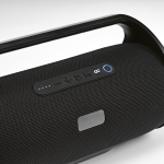 Water-resistant recycled plastic wireless speaker 40W black colour second view