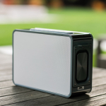 Recycled plastic wireless speaker with 15 m range and 80W silver colour second ambient view