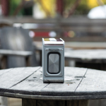 Recycled plastic wireless speaker with 15 m range and 80W silver colour fifth view