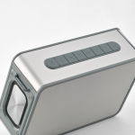 Recycled plastic wireless speaker with 15 m range and 80W silver colour second detail view