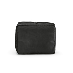 Recycled polyester travel organiser wash bag with hook, 4.5L black colour rear view