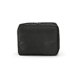 Recycled polyester travel organiser wash bag with hook, 4.5L black colour front view