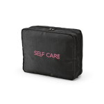 Recycled polyester travel organiser wash bag with hook, 4.5L black colour