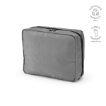 Recycled polyester travel organiser wash bag with hook, 4.5L grey colour