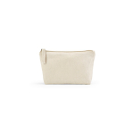 Recycled cotton toiletry bag with 1.1L main compartment natural colour front view