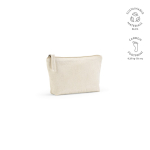 Recycled cotton toiletry bag with 1.1L main compartment natural colour