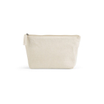 Recycled cotton toiletry bag 320 g/m² with zip closure 2.1 L natural colour front view