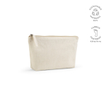 Recycled cotton toiletry bag 320 g/m² with zip closure 2.1 L natural colour