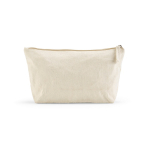 Recycled cotton wash bag with spacious compartment 320 g/m² natural colour front view